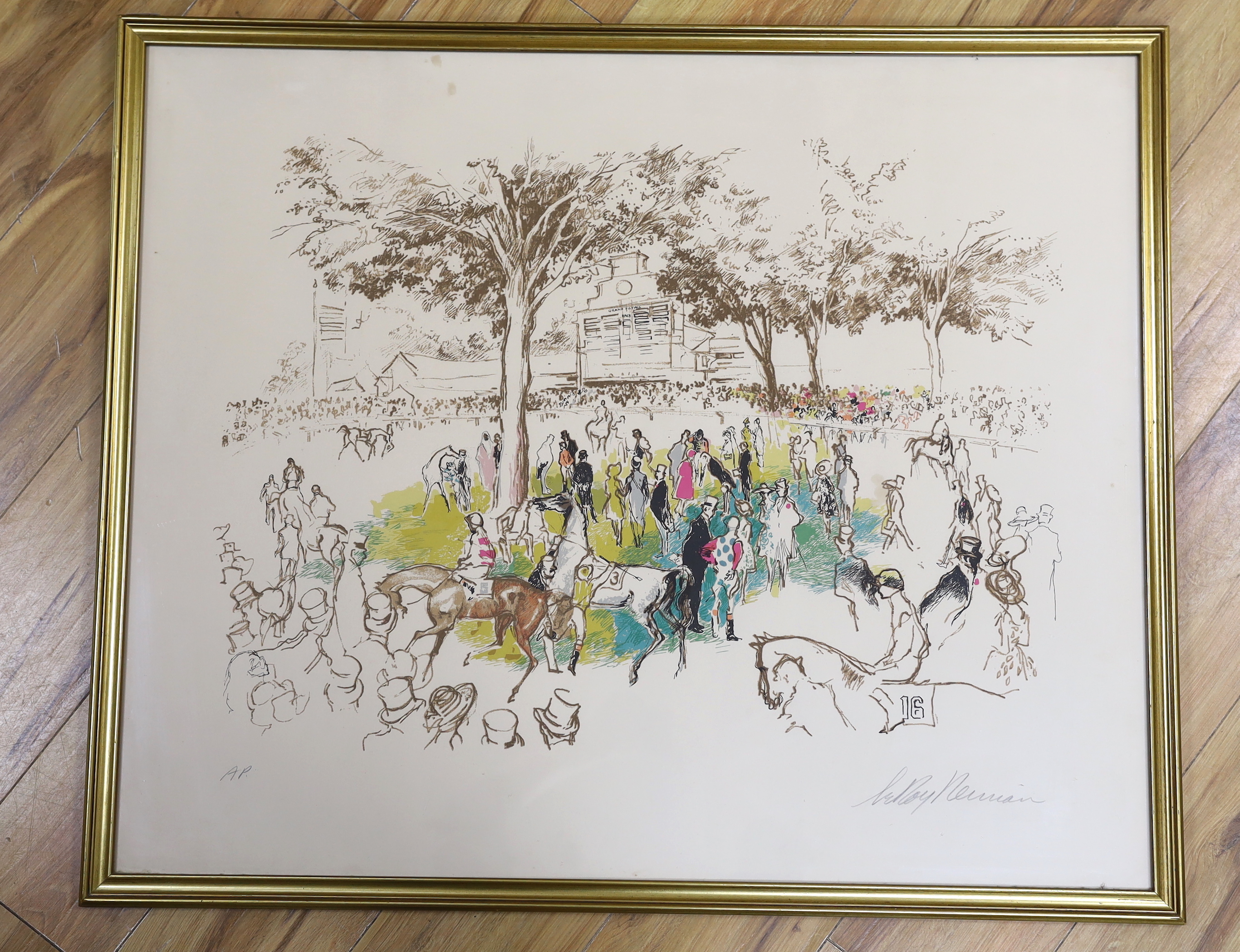 LeRoy Neiman (American, 1921-2012), artist proof colour serigraph, 'Ascot Paddock', signed in pencil, 73 x 88cm